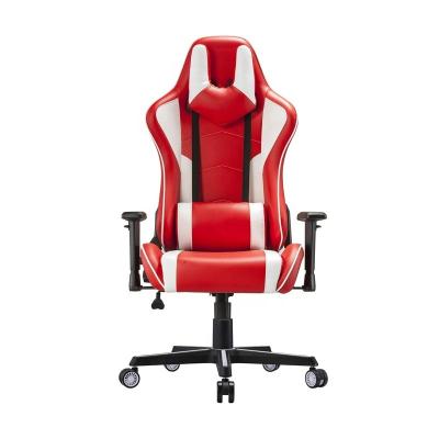 China Comfortable E-sports Chair Revolving Professional White PU Leather Racing Gaming Chair for sale