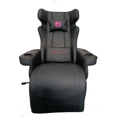 China Gaming Room Must-Have All Black Luxury Gaming Chair with Cup Holder and Bluetooth Speakers for sale