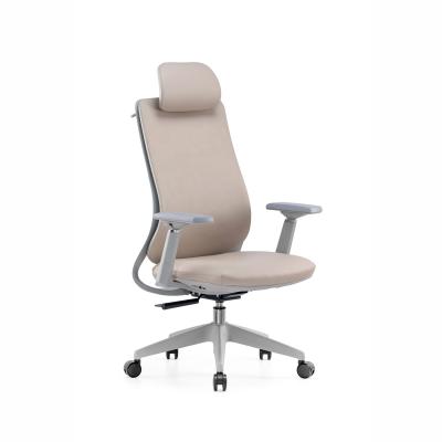 China Modern Design Grey Leather Swivel Executive Office Chair with Adjustable Backrest for sale