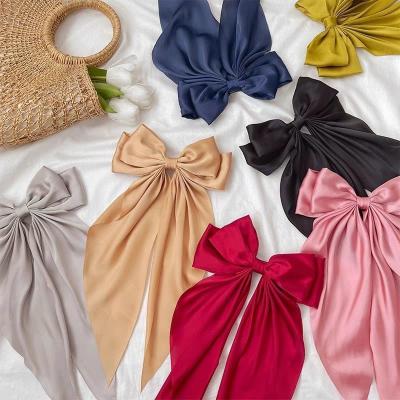 China Factory sale small MOQ satin embellishment silk ribbon bow decoration and hair cuts romantic black burgundy hair clips accessories for sale