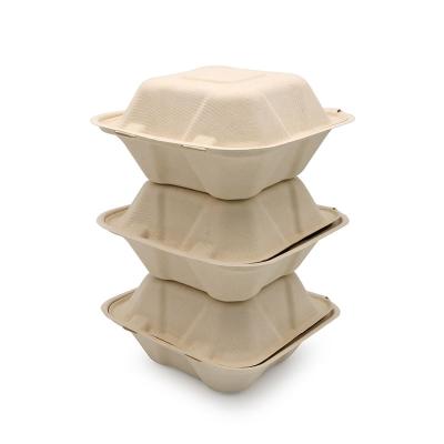 China Takeaway Biodegradable Microwave Heated Disposable Container Lunch Burger Paper Box for sale