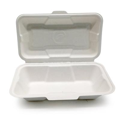 China Cheap Materials Factory Direct Supply Bagasse Hinge Recycled Flip Paper Burger Box Fast Food Packaging Rectangular Container for sale