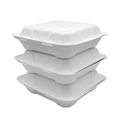 China Compostable Biodegradable Within 90 Days Fast Food Box Sugarcane Paper Lunch Box Biodegradable Hamburger Takeout Box for sale