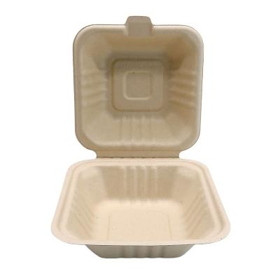 China Biodegradable Compostables Within 90 Days Compostable Eco Bagasse Sugarcane Food Grade Take Away Biodegradable Lunch Food Grade Custom Hamburger Cutting Box for sale