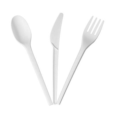 China Portable Modernism Fast Food Industry 100% CPLA Tableware Knife Fork Spoon Cutlery Set for sale