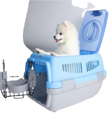 China Design Breathable Durable Plastic Two Door Heavy Duty Pet Carrier Outdoor Travel Pet Cage for sale