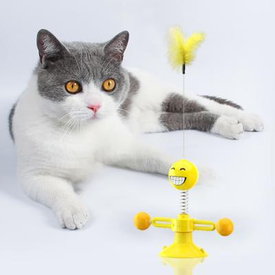 China Viable Pet Toys For Kitten Kitty Retractable Cat Teaser Toys Magic Wands With Suction Cup Fluffy Feather Ball for sale