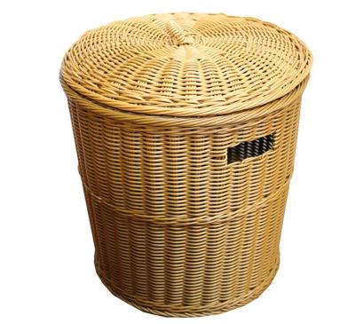 China Hotel Rattan Lundry Basket Farmhouse Decor Folding Poly Rattan Woven Basket for sale