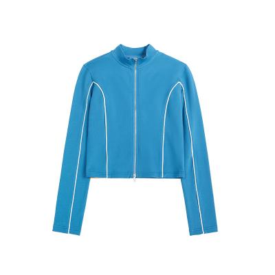 China Solid Color Breathable Personality Tight Night Running Long Sleeve Reflective Double Zipper T-Shirt for sale