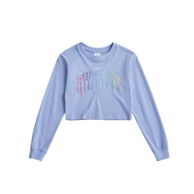 China Best Selling Breathable 100% Cotton Half Stretch Embroidered Print Long Sleeve T-Shirt for sale