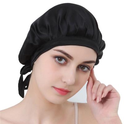 China Character Lady Women Breathable 100% Silk Sleep Cap Comfy Hat For Hair Care for sale