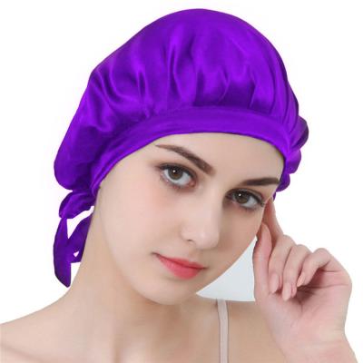 China Wholesale Soft Hood Scarf Women Character Satin Sleep Cap Hair Care Hat Elastic for sale