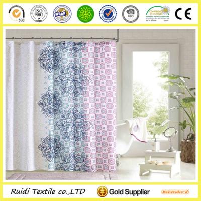 China Viable Custom Design Printed Polyester Fabric Waterproof Shower Curtain for sale