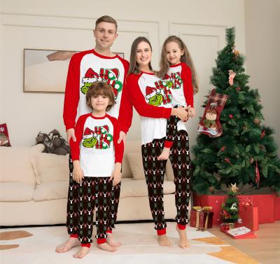 China 2023 New Breathable K&Y Amazon Parent-child Suit Mom and Me Outfits Print Christmas Plaid Home Clothes Kids Pajamas Two-Piece Set for sale