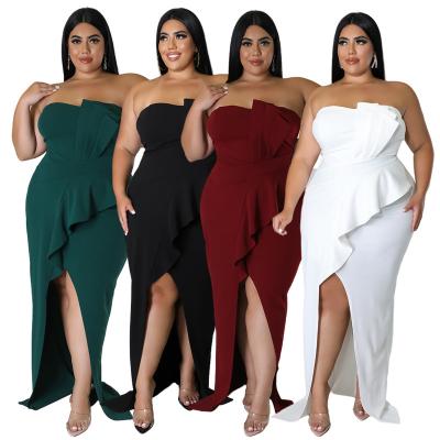 China Viable Women Dress Dresses K&Y Even Elegance Plus Size Ladies Sexy Elegant High Waist Slim Wrap Strapless Solid Slip Party Dress for sale