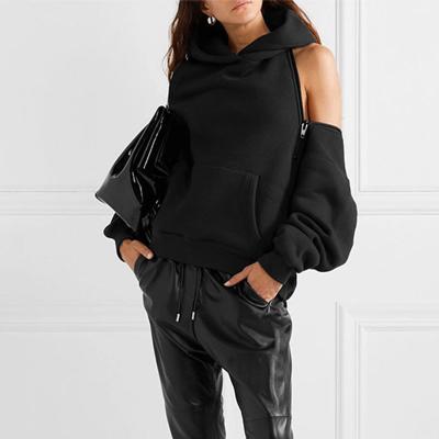 China New K&Y Fashion Hoodies Autumn/Winter Designer Long Sleeve Women's Waterproof Pullover Hoodie Sexy Off-the-Shoulder Zipper With Fleece for sale