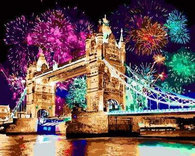 China 2021 Classic DIY Paint By Numbers Landscape Firework Night Sky 5D Customize Paint By Numbers For Adults And Kids for sale