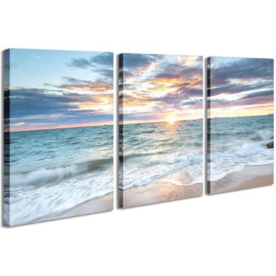 China Modern Tropical Wall Art Colorful Sunset Over Ocean Canvas Painting on Maldives Seascape Picture Print on Canvas Artwork for Wall Decor for sale