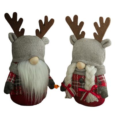 China Christmast Ornament 2021 Faceless Elk Couple Doll Christmas Gnomes Long Beard Woolen Hat Cute Christmas Doll for sale