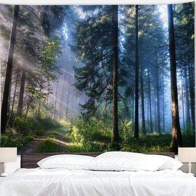 China Forest Landscape Trees Sunlight Scene Simple Tapestry Wall Hanging Tapestry for Bedroom, Living Room Wall Decoration for sale