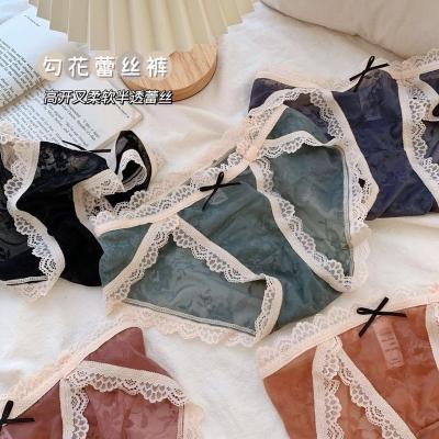 China Breathable summer lace sexy underwear for women Japanese high slit triangle sheath light translucent girl wholesale for sale