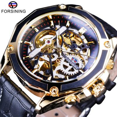 China Hot Selling Forsining Newest Automatic Leather Strap Men's Mechanical Watch Water Resistant for sale