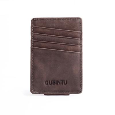 China New Fashion Trendy Men's Slim Wallet Money Clip Card Leather Wallet for sale