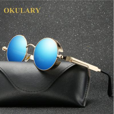 China Fashion Sunglasses Steampunk Gothic Sunglasses Men Polarized Round Mirror Women Sunglasses Fashion Brand Designer Retro Sun Glasses for sale