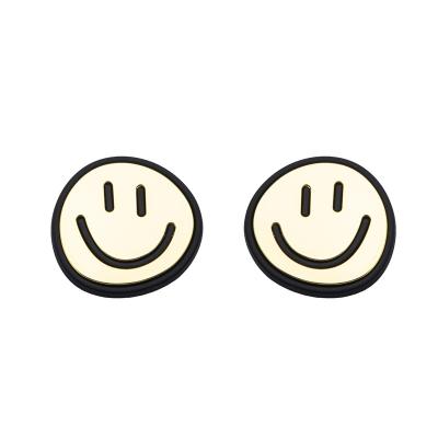 China Free Sample Trendy Color Zone Unique Smiling Face Stud Earrings With 925 Sterling for sale