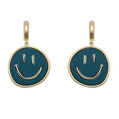 China Fashion Trendy Unique Smiley Face Color Free Sample Circle Dangle Earrings With 925 Sterling Needle Earring for sale