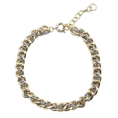 China Free Sample Mr. Miss Thick Chunky Gold Chain Silver Mixed Necklace Stainless Steel Sporty Half FASHIONABLE Half for sale