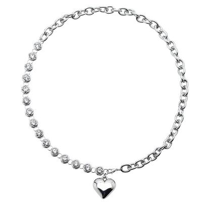 China Free Sample Mr. Miss Bling Love Sporty Silver Tennis Zirconia Zircon Chain Necklace for sale