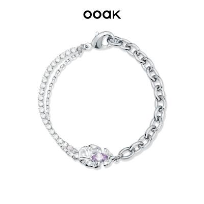 China FASHIONABLE Sonata Metallic Platinum Free Sample OOAK Cuban Multidirectional Chain Bracelet Thick Zircon for sale