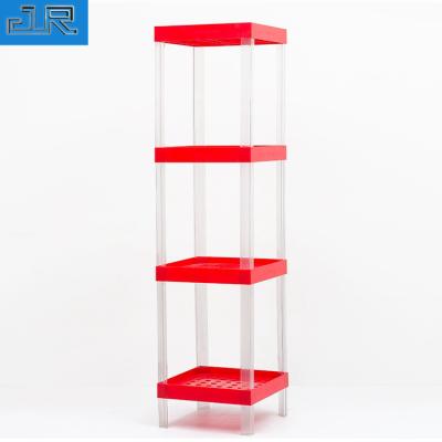 China Multichamber Single Sided Antique Corner Shelves Plastic Display Storage Shelf for sale