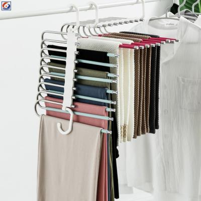 China Display Clothes HOT Multi-Layer Jeans Tie Scarf Towel Clothes Cabinet Rack Metal Non Slip Magic Pants Hanger Space Saving Panties Hanger for sale