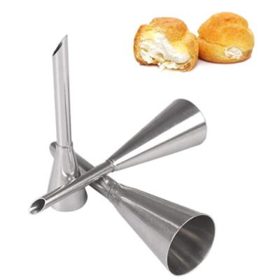 China Professional Long Puff Cream Stainless Steel Small Spout 3pcs Pastry Viable Professional Decor Ice Cream Whistling Tips Spouts Set for sale