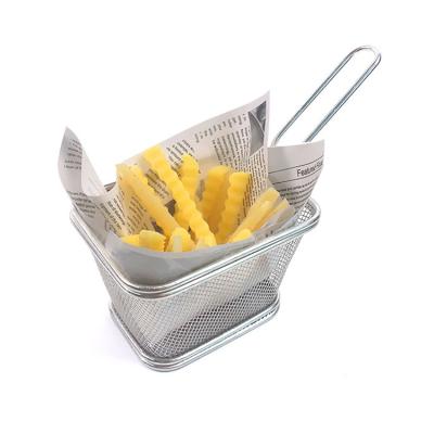 China Canada Fries 304 Stainless Steel Fryer Basket Hot Potato Viable Hot Taco Fish Sieve Basket Pan Square Mini Fryer Basket for sale