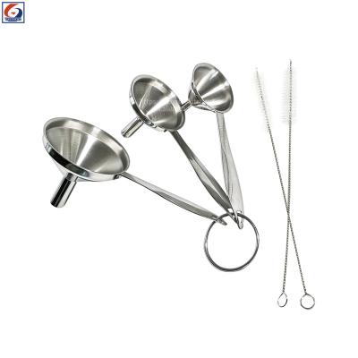 China 3 Viable in 1 Kitchen Metal Funnel Set Stainless Steel Small Mini Funnel for Oils Liquid Wine Filling Transfer Candy for sale