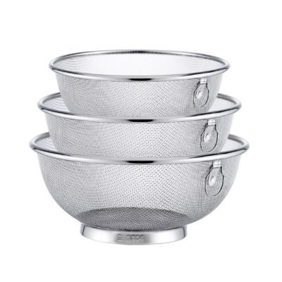 China HOT Sustainable High Quality Mulitipurpose Kitchen Stainless Steel Metal Fine Mesh Strainer Set Vegetable Rice Colander Bowl for sale