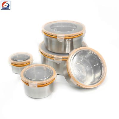 China New Freshness Keeping Kitchen Multifunctional Hot Grain Refrigerator Stackable Airtight 3 Pieces 5 Pieces Food Storage Container Set With Clear Lid for sale