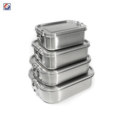 China Food Grade Silicone Seal Metal Buckle Divider 18/8 Stainless Steel Sandwich Proof Certified Container Lunch Bento For Kids for sale