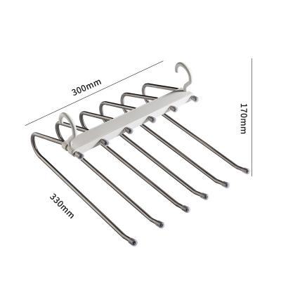 China Behind Doors/On Walls Z New Design 6 In 1 Stainless Steel Folding Hanger Clothes Storage Pants Rack Space Saving Multi Functional Pants Racks for sale