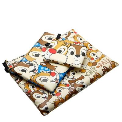 China Genuine Fashion Disney Fashion Chip and Dale Colorful 3 in 1 Cosmetic Bags PU Travel Makeup Storage Bag Set for sale