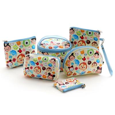 China Disney Multifunction Storage Bag 6pcs/set Genuine Viable PU Waterproof Cosmetic Travel Bag Storage Bag for sale