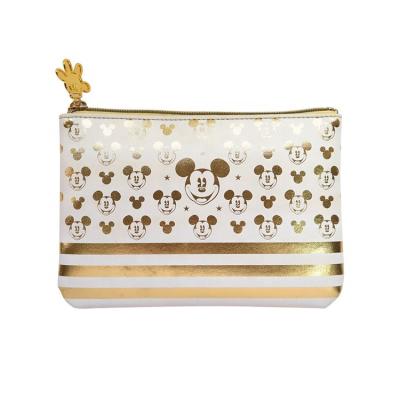 China Fashion Disney Mickey Cosmetic Bags Pu Travel Storage Real Gold Waterproof Bag for sale