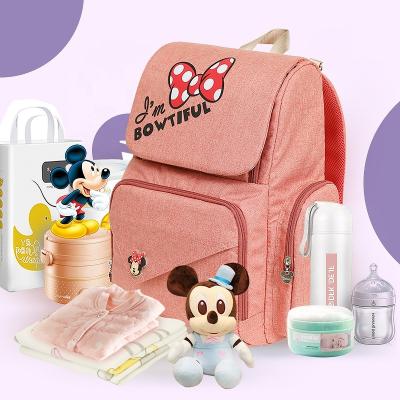 China PP Cartoon Disney Maternity Diaper Backpack Brand Handbag USB Insulation Mom Diaper Bag Waterproof Diaper Bag for sale