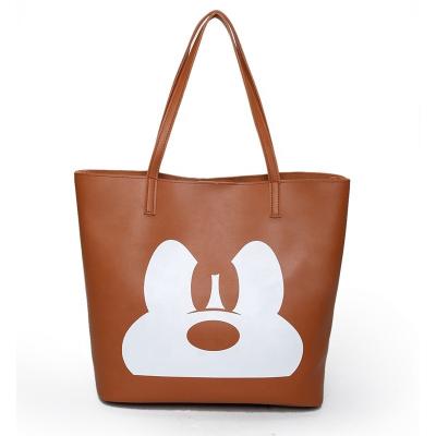 China Wholesale PU Multifunctional Women PP Cartoon Mickey Brown Classic Casual Bag Shopping Handbag for sale