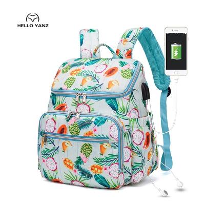 China Large Anti-theft Bag Backpack Diaper Baby Bag With USB Left Multifunctional Anti-water Backpack Travel Nappy Filler Maternity Bag for sale