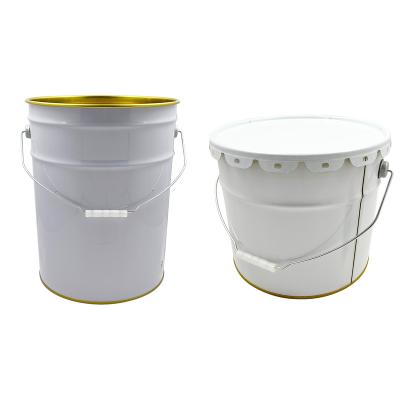 China Customizable 10L/15L/20L Oxidation Resistance 5 Gallon Empty Paint Bucket Tinplate Pail Steel Can Metal Can With Metal Handle Flower Lid for sale