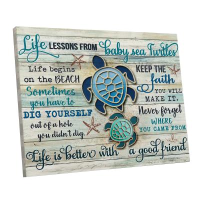 China Baby Sea Turtles Canvas Room Decor Rustic Life Lessons for sale